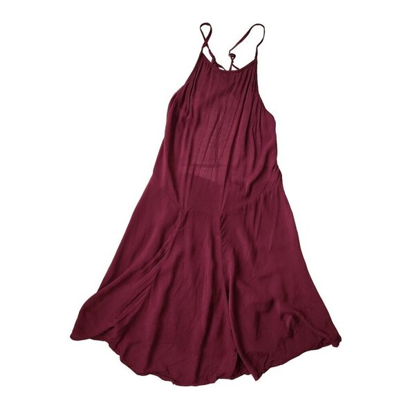 Brandy Melville Maroon Tank Dress Lightweight Sheer Mini Dress Swim Cover S - Picture 1 of 6